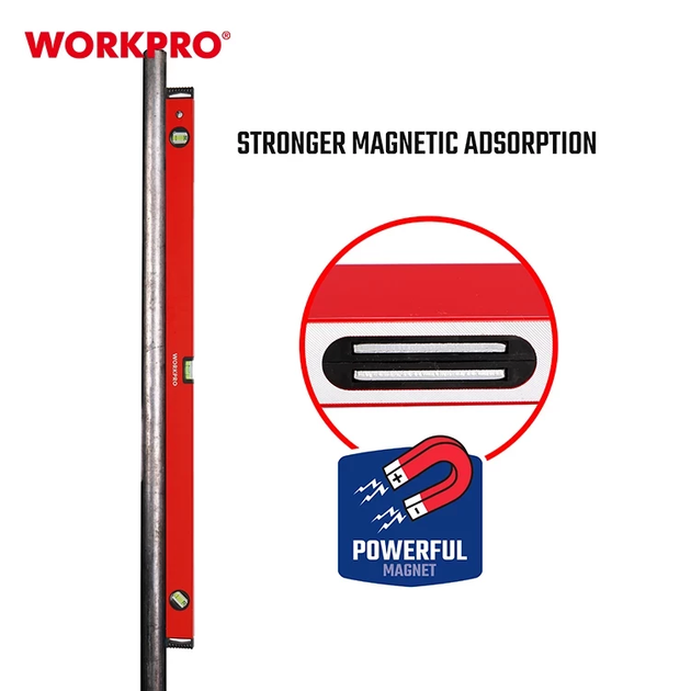 Уровень алюминиевый с магнитной базой WORKPRO 1000 мм, 0.5 мм PRO WP262013 - изображение 6