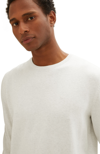 Пуловер Tom Tailor basic crew neck sweater XL Білий 1027661-32715 - изображение 3
