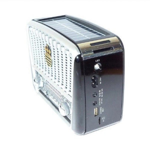 Портативная колонка,радиоприемник Golon RX-455S USB / аккумулятор солнечная панель. Серый - изображение 3