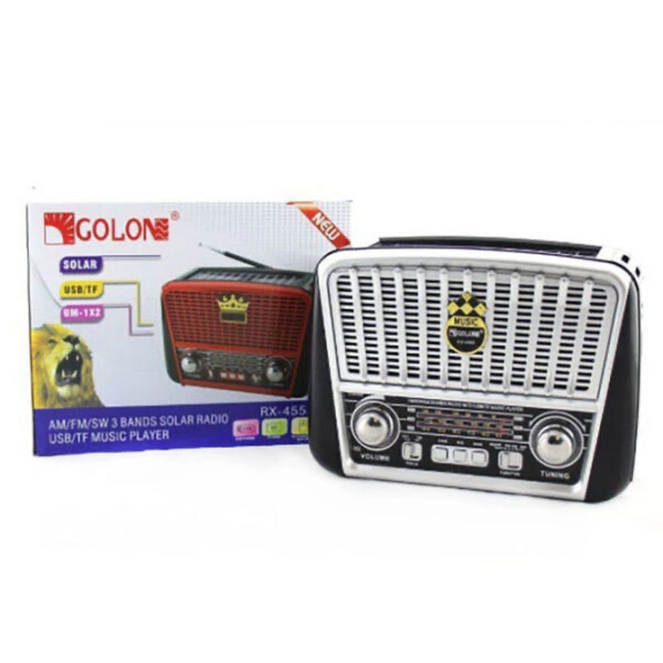 Портативная колонка,радиоприемник Golon RX-455S USB / аккумулятор солнечная панель. Серый - изображение 4