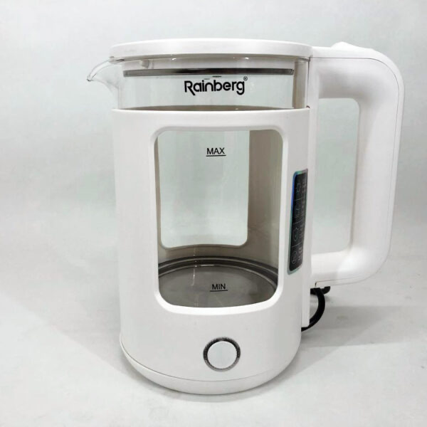 Стеклянный электрочайник с подсветкой Rainberg RB-2220 дисковый прозрачный. Цвет: белый - изображение 5