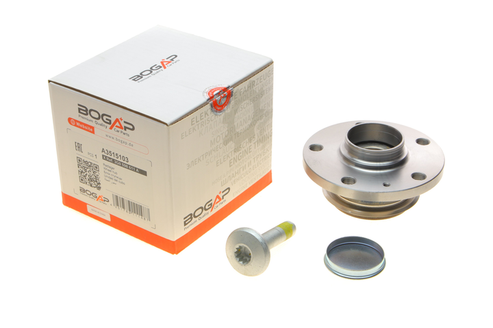 Подшипник ступицы BOGAP A3515103 Volkswagen Golf, Touran, Passat, Jetta, EOS, Tiguan, Scirocco, Sharan; Audi A3, TT, Q3; Skoda Octavia, Yeti, Superb; Seat Toledo 1T0598611B, 1T0598611, 3G0598611 - изображение 1