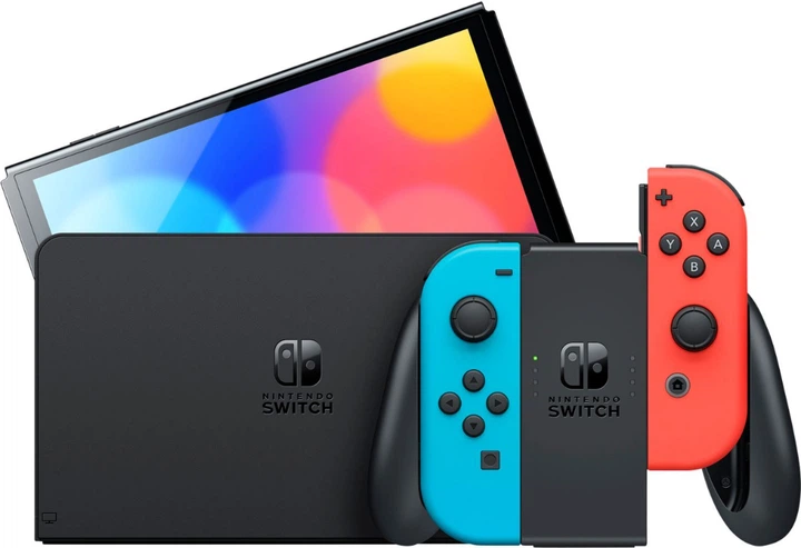 Портативная игровая приставка Nintendo Switch OLED with Neon Blue