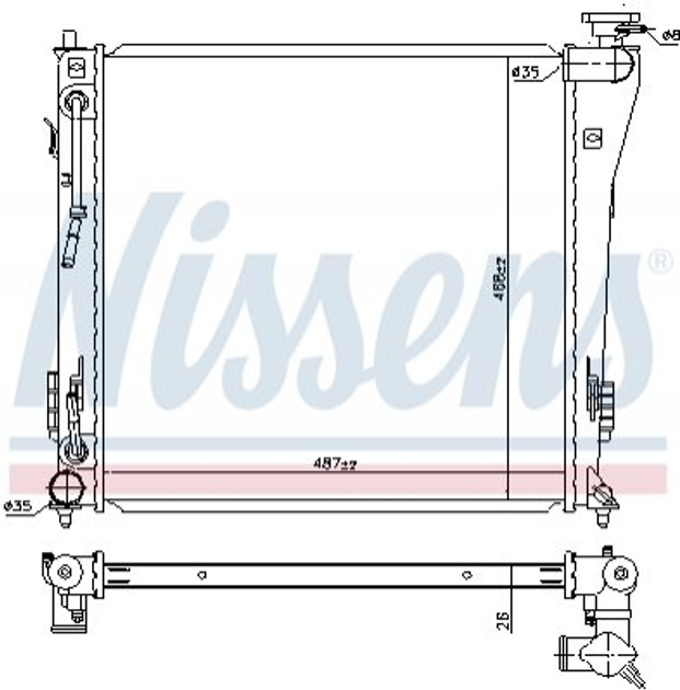 Радіатор охолодження двигуна NISSENS 67552 Hyundai I40 253103Z100 - зображення 1