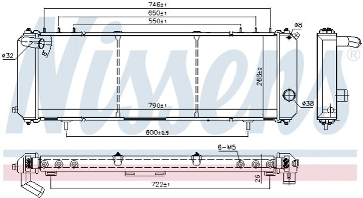 Радиатор охлаждения двигателя NISSENS 61008 Jeep Cherokee XJ, Grand Cherokee I (ZJ) 5191931AA, 52029100, 53001174 - изображение 1