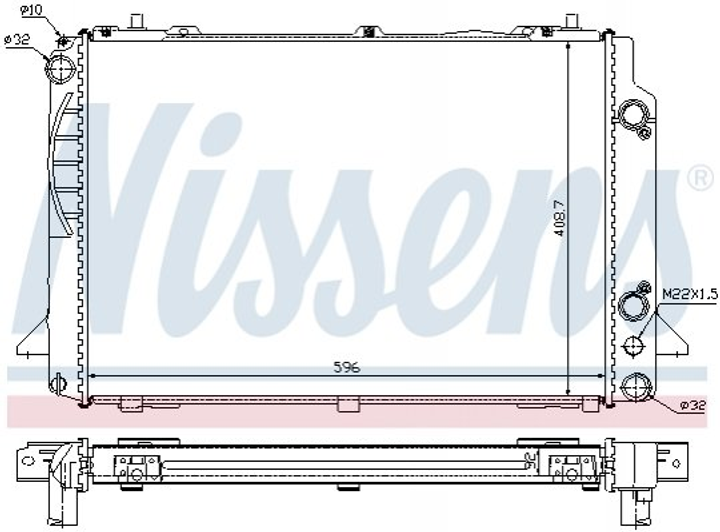 Радиатор охлаждения двигателя NISSENS 60467A Audi 80 8A0121251B, 8A0121251D, 8AO121251B - зображення 1