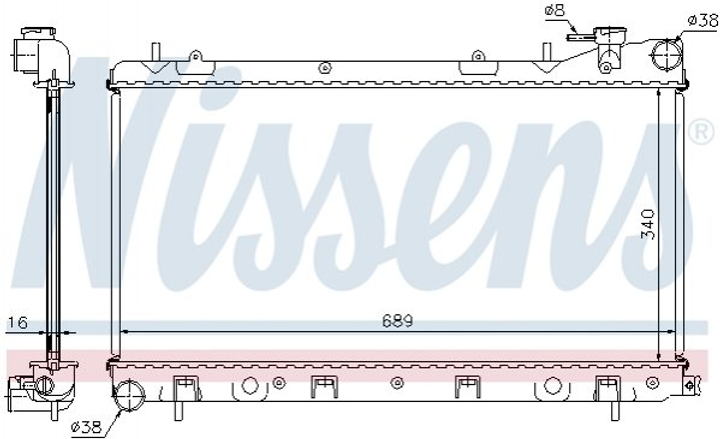 Радиатор охлаждения двигателя NISSENS 67704A Subaru Impreza, Forester 45111FA200, 45111FA350, 45111FA370 - изображение 1