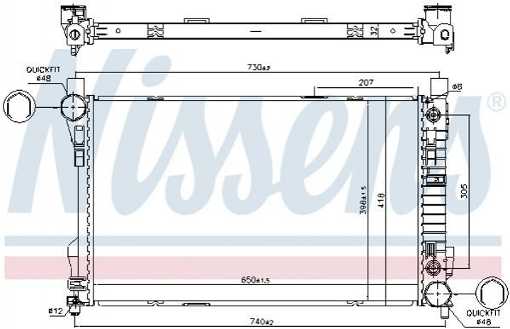 Радіатор охолодження двигуна NISSENS 606015 Mercedes C-Class A2035004803, 2035004803 - зображення 1