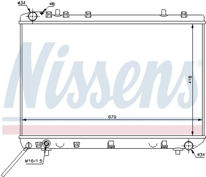 Радиатор охлаждения двигателя NISSENS 61668 SsangYong Korando 2131001005, 2131005110, 2131006110 - изображение 1