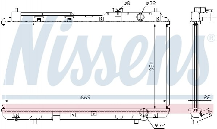 Радиатор охлаждения двигателя NISSENS 68101A Honda CR-V 19010P3F004, 19010P3F014, 19010P3F902 - изображение 1