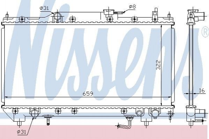 Радиатор охлаждения двигателя NISSENS 64782A Toyota Avensis 1640002270, 1640002280, 1640002310 - изображение 1