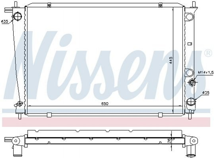 Радиатор охлаждения двигателя NISSENS 67039 Hyundai H-1 253104A100, 253104A110AT, 253104A110 - зображення 1