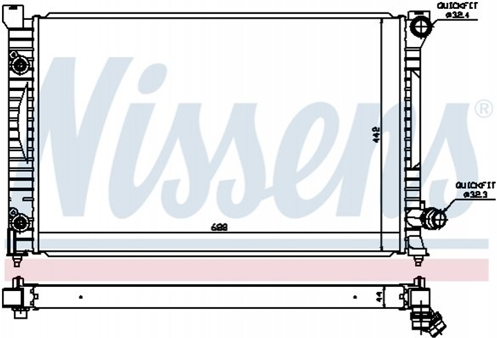 Радиатор охлаждения двигателя NISSENS 60424 Audi A6 4B3121251, 4B3121251D, 4B3121200 - изображение 1