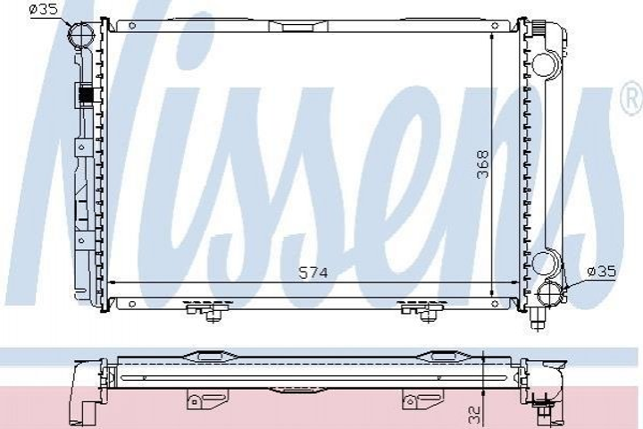 Радиатор охлаждения двигателя NISSENS 62671A Mercedes C-Class 2015000803, 2015001903, A2015000803 - изображение 1