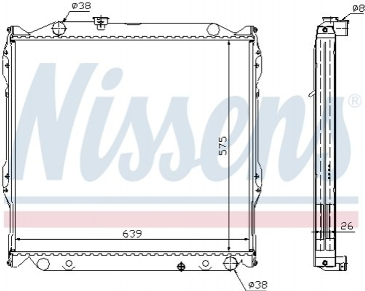 Радиатор охлаждения двигателя NISSENS 64636A Toyota Land Cruiser 1640067130, 1640067110, 1640067131 - изображение 1