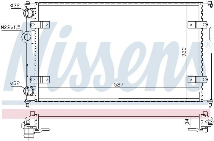 Радиатор охлаждения двигателя NISSENS 639951 Volkswagen Caddy, Polo; Seat Ibiza, Cordoba 6KO121253, 6K0121253R, 6K0121253P - изображение 1