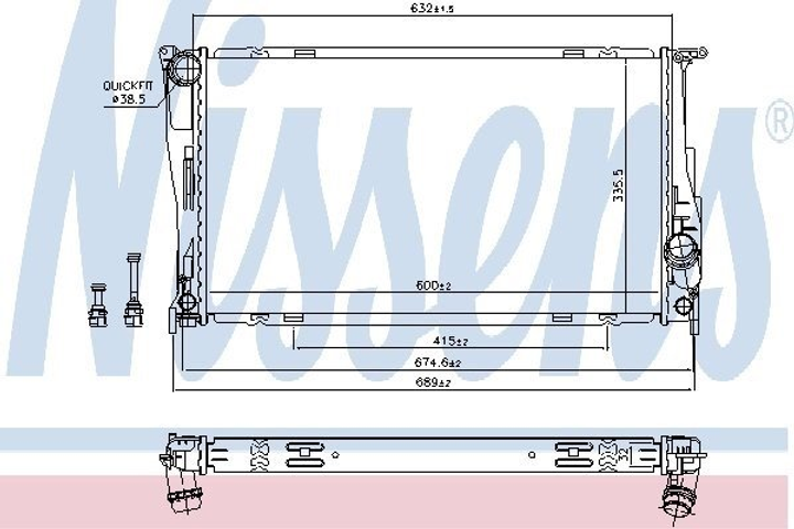 Радиатор охлаждения двигателя NISSENS 60832 BMW 3 Series, 1 Series, X1 17117547059 - изображение 1