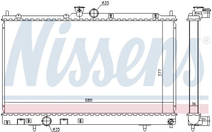 Радіатор охолодження двигуна NISSENS 628956 Mitsubishi Lancer MR464612 - зображення 1