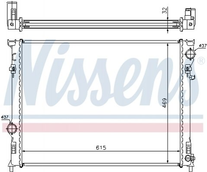 Радіатор охолодження двигуна NISSENS 61014A Chrysler 300C 068050126AB, 5137691AA, 5137692AA - зображення 1