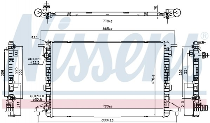 Радиатор охлаждения двигателя NISSENS 606463 Audi A4, Allroad 8W0121251J, 8W0121251K - изображение 1