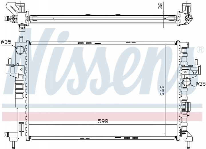 Радіатор охолодження двигуна NISSENS 63009A Opel CORSA, Combo 1300233, 1300332, 9196694 - зображення 1