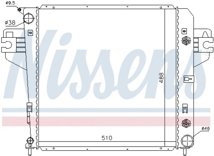 Радиатор охлаждения двигателя NISSENS 61017 Jeep Cherokee KK, Cherokee KJ 52079728AA, 52079729AA, 52080118AA - изображение 1