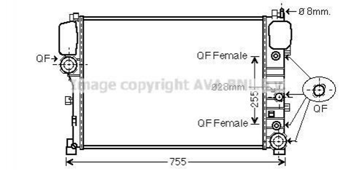 Радиатор охлаждения двигателя AVA COOLING MS2447 Mercedes S-Class 2215000003, 2215000203, 2215000503 - зображення 1