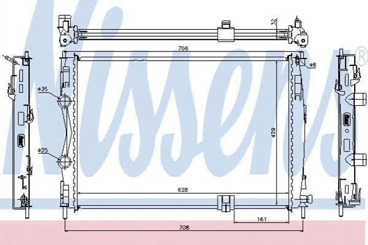 Радиатор охлаждения двигателя NISSENS 67361 Nissan Qashqai 21400JD70B, 21400JD71A, 21400JD71B - изображение 1