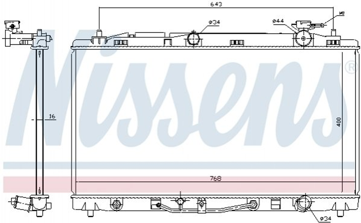 Радіатор охолодження двигуна NISSENS 646812 Lexus ES; Toyota Camry, Avalon 16400AD020, 16400AD010, 1640031520 - зображення 1