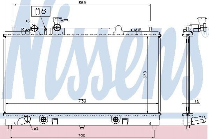 Радиатор охлаждения двигателя NISSENS 62465A Mazda 6 L32815200, L32815200A, L32815200B - изображение 1