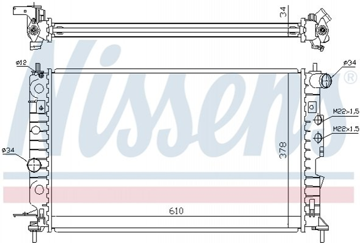 Радіатор охолодження двигуна NISSENS 630121 Opel Vectra 52479098, 1300185, 1300180 - зображення 1