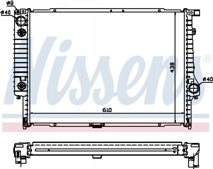 Радиатор охлаждения двигателя NISSENS 60597A BMW 5 Series, 7 Series 1468080, 1709459, 17111468080 - изображение 1