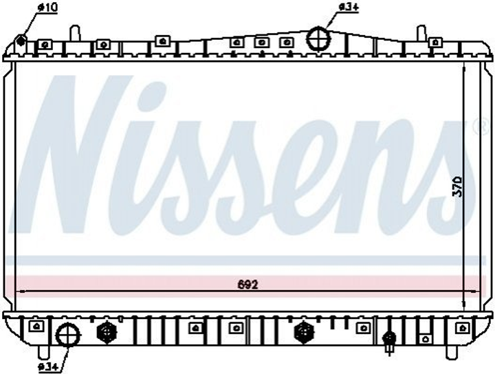 Радіатор охолодження двигуна NISSENS 61634 Chevrolet Lacetti; Daewoo Nubira, Gentra P96553424, P96553423, P96553244 - зображення 1