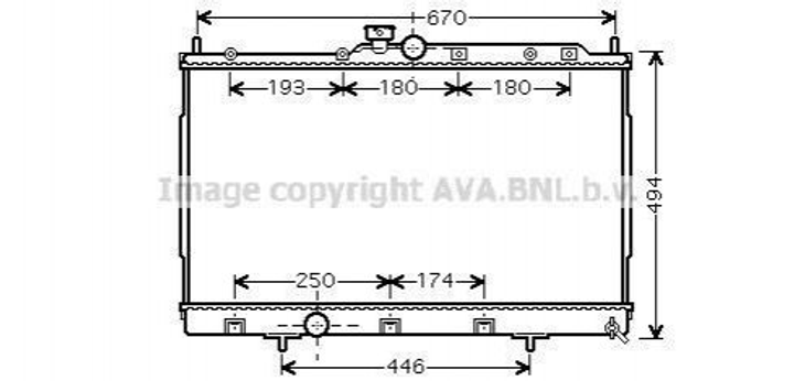 Радиатор охлаждения двигателя AVA COOLING MT2183 Mitsubishi Outlander MR993742 - зображення 1