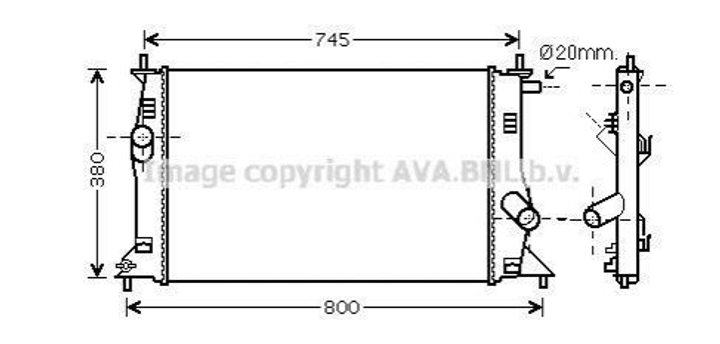 Радиатор охлаждения двигателя AVA COOLING MZ2183 Mazda 5 LFB715200A, LBF715200A, RF7N15200 - зображення 1