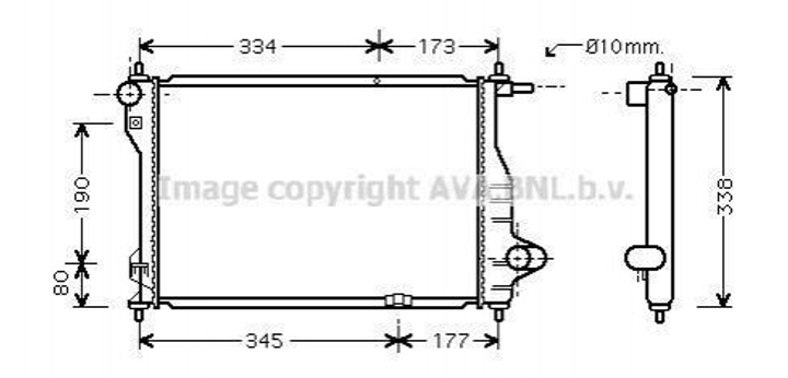 Радиатор охлаждения двигателя AVA COOLING DW2075 96591475, 96477777 - изображение 1