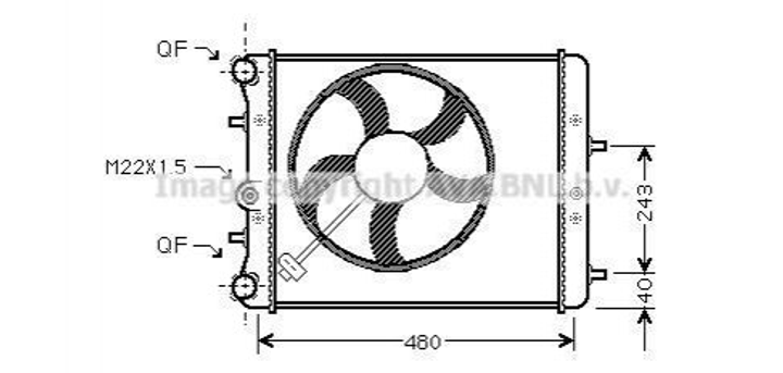 Радиатор охлаждения двигателя AVA COOLING SAA2013 Seat Ibiza, Toledo, Cordoba; Skoda Fabia, Roomster, Rapid; Volkswagen Polo 6Q0121201BT, 6Q0121201HA, 6Q0121253 - зображення 1