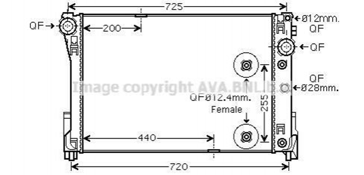 Радиатор охлаждения двигателя AVA COOLING MSA2546 Mercedes E-Class, C-Class, CLS-Class, GLK-Class A2045003603, A2045001203, 2045003603 - изображение 1