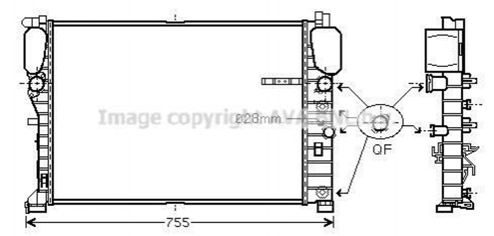 Радиатор охлаждения двигателя AVA COOLING MSA2459 Mercedes CLS-Class, E-Class A2115003202, A2115000802, 2115003202 - зображення 1