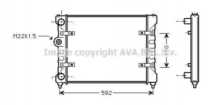 Радиатор охлаждения двигателя AVA COOLING ST2023 Seat Cordoba, Ibiza; Volkswagen Polo, Caddy 6K0121253K, 6K0121253P - изображение 1