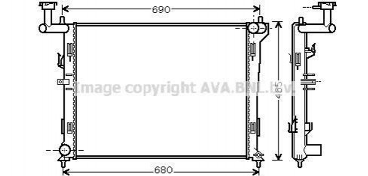 Радиатор охлаждения двигателя AVA COOLING HYA2179 Hyundai Elantra, I30; KIA Ceed, Pro Ceed 253102H000, 253102H010, 253102R000 - изображение 1