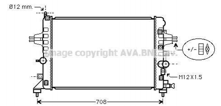 Радіатор охолодження двигуна AVA COOLING OLA2363 Opel Zafira, Astra 13145211, 1300266 - зображення 1