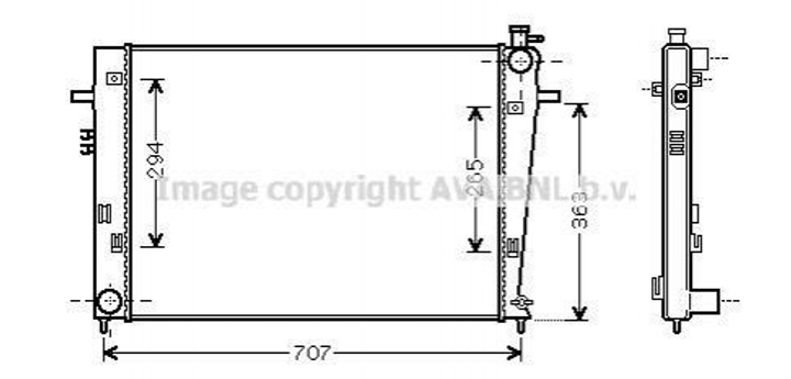 Радиатор охлаждения двигателя AVA COOLING HY2204 Hyundai Tucson; KIA Sportage 253102E501, 253102E521 - изображение 1