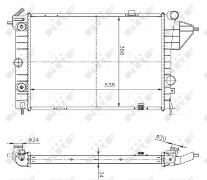 Радиатор охлаждения двигателя NRF 513508A Opel Vectra 52450802, 3096381, 1300097 - изображение 1