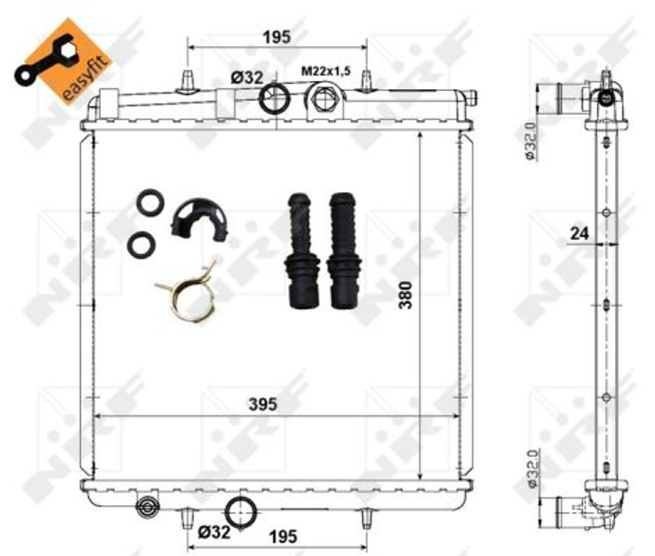 Радиатор охлаждения двигателя NRF 509523 Peugeot 206 133037, 1330B4, 1330F9 - зображення 2