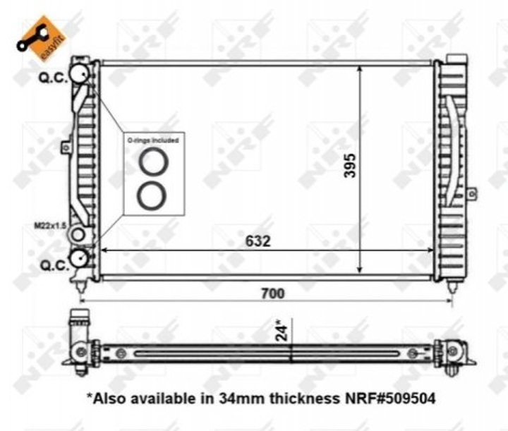 Радиатор охлаждения двигателя NRF 56127 Audi A4, A6; Volkswagen Passat; Skoda Superb 4B0121251G, 8D0121251BA, 8D0121251BH - изображение 1