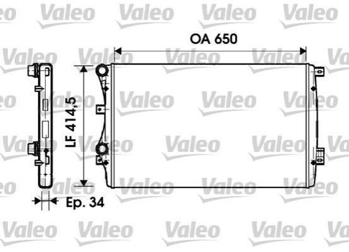 Радиатор охлаждения двигателя Valeo 732872 Seat Toledo, Leon; Skoda Superb, Octavia, Yeti; Volkswagen Jetta, Golf, Passat, EOS, Touran, Scirocco, Caddy, CC; Audi A3, TT 1K0121253AA, 1K0121253AP, 1K0121253BB - изображение 1