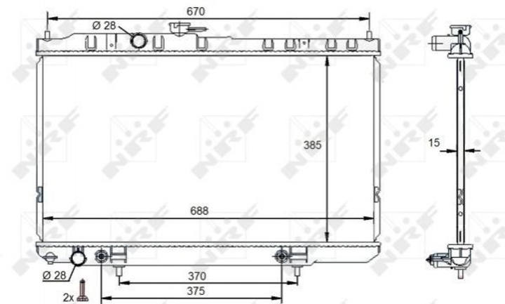 Радиатор охлаждения двигателя NRF 59100 Nissan Almera 2140095F0E, 2140095F0G, 2140095F0J - зображення 1