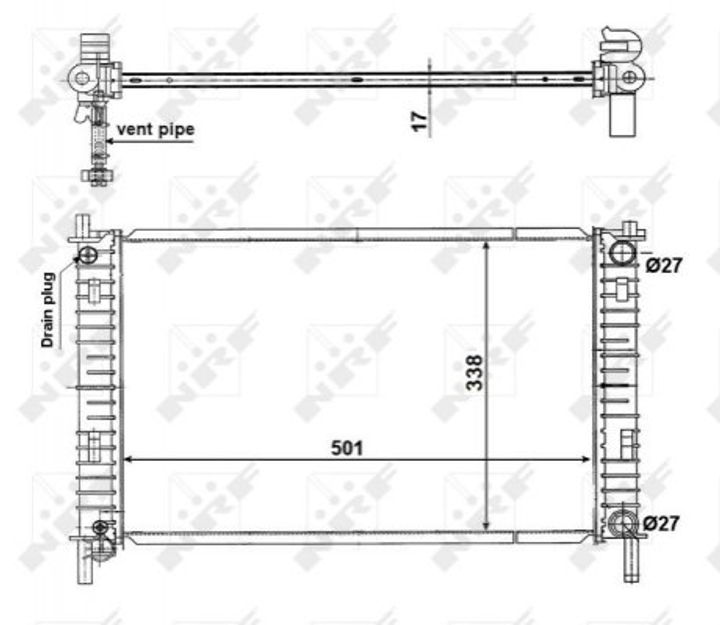 Радиатор охлаждения двигателя NRF 56134 Ford Fiesta, Fusion; Mazda 2 1152149, 1141491, 1214085 - зображення 1