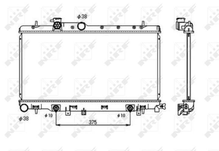 Радиатор охлаждения двигателя NRF 53698 Subaru Impreza, Legacy, Outback 45111AE000, 45111AE001, 45111AE002 - изображение 2